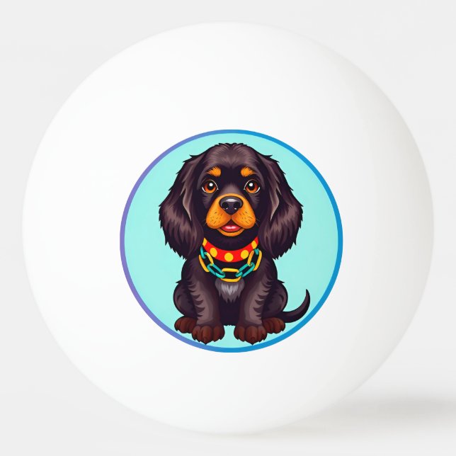 Bolinha De Ping Pong Cachorro Animado Fofo com Coleira (Frente)