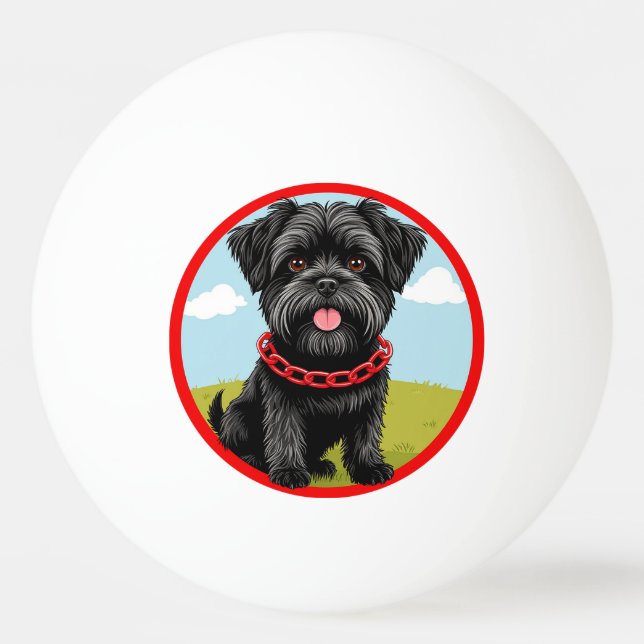 Bolinha De Ping Pong Cachorro Negro Cachorro Vermelho com Estilo de Car (Frente)