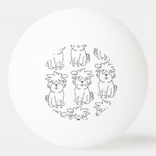 Bolinha De Ping Pong Cães pelados à mão: padrão vintage.