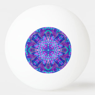 Bolinha De Ping Pong Caleidoscópio roxo & azul do Fractal do vintage