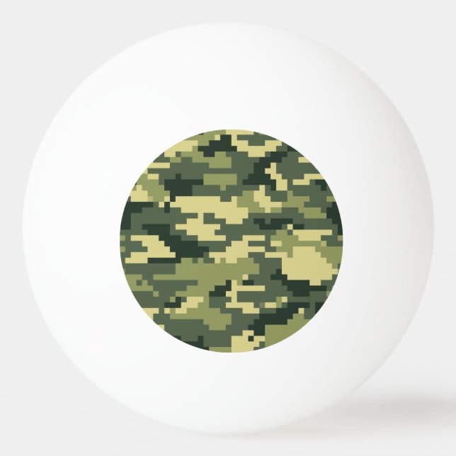 Bolinha De Ping Pong Camuflagem Digital Woodland de 8 Bits / Camo (Frente)