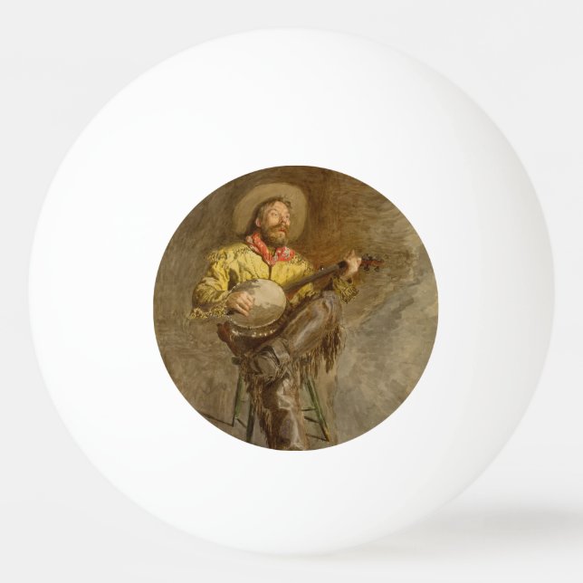 Bolinha De Ping Pong Cantando Vaqueiro Espanhol w Banjo Tocando Música  (Frente)