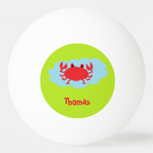 Bolinha De Ping Pong Caranguejo vermelho de nome personalizado em azul
