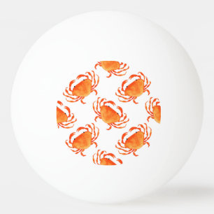 Bolinha De Ping Pong Caranguejos Aquarela: Padrão Branco De Fundo