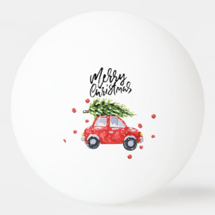Bolinha De Ping Pong Carro vermelho feliz de Natal com árvore de Natal
