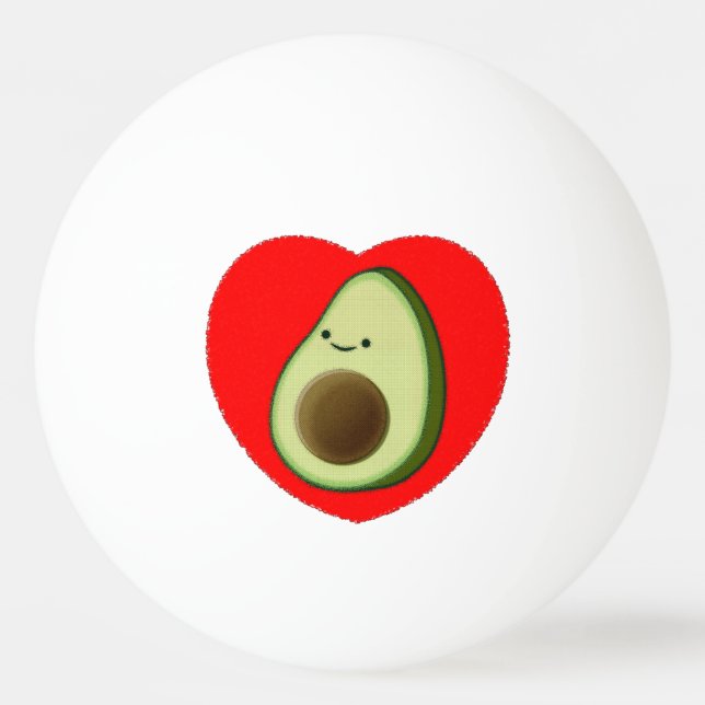 Bolinha De Ping Pong Cartoon Bonito Avocado Em Coração Vermelho (Frente)