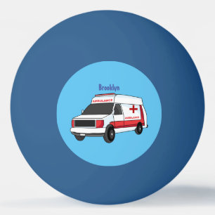 Bolinha De Ping Pong Cartoon de ambulância vermelha