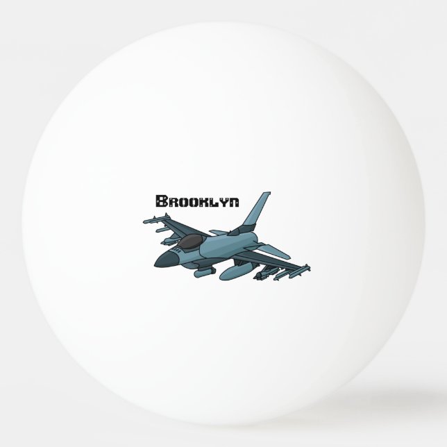 Bolinha De Ping Pong Cartoon de avião de combate militar (Frente)