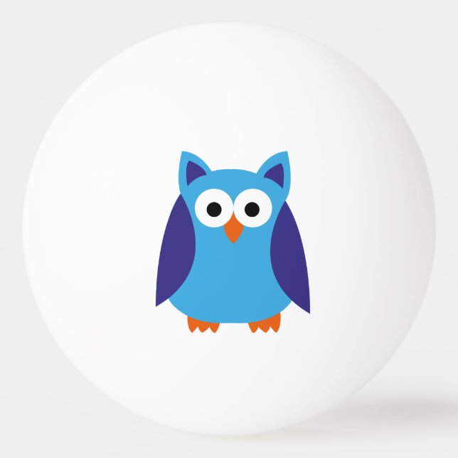 Bolinha De Ping Pong Cartoon de coruja azul (Verso)