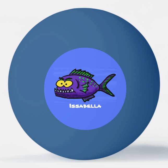 Bolinha De Ping Pong Cartoon de peixe Piranha (Frente)