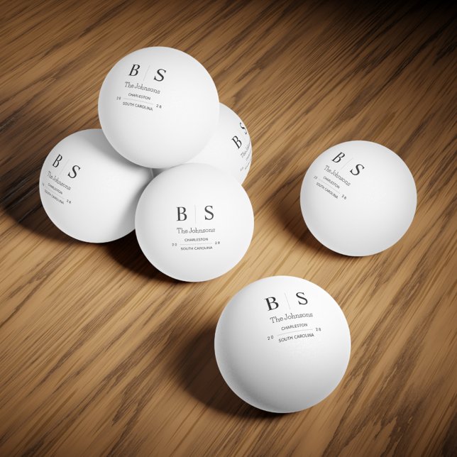 Bolinha De Ping Pong Casamento com Monograma Personalizado (Personalized Monogram Wedding Ping Pong Ball)