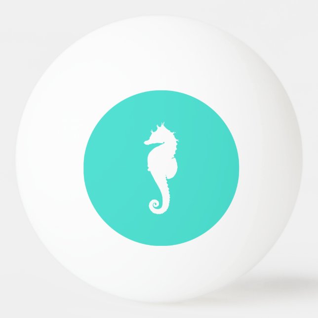 Bolinha De Ping Pong Cavalo-Marinho Turquesa e Branco (Verso)