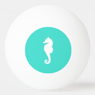 Bolinha De Ping Pong Cavalo-Marinho Turquesa e Branco