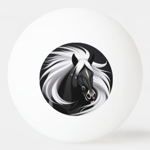 Bolinha De Ping Pong Cavalo Preto Magnífico