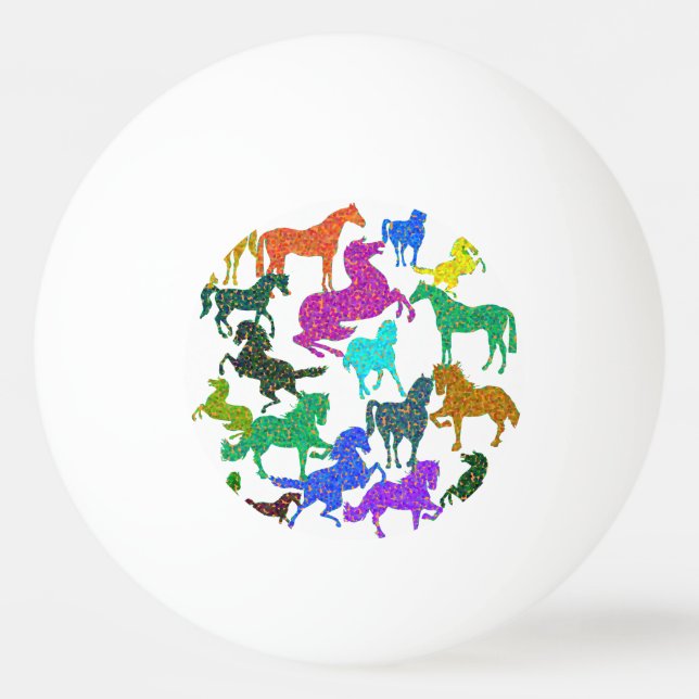Bolinha De Ping Pong Cavalos Arco-Íris - "Dotty sobre Cavalos!" (Frente)