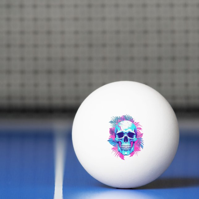 Bolinha De Ping Pong Caveira Floral em Estilo Vaporwave (Líquido)