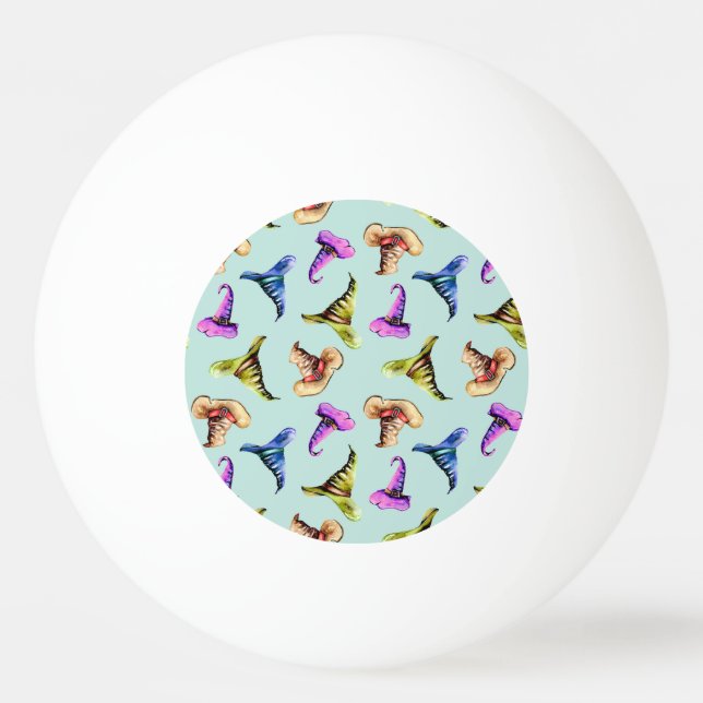 Bolinha De Ping Pong Chapéus antigos de aquarela: fundo azul. (Frente)