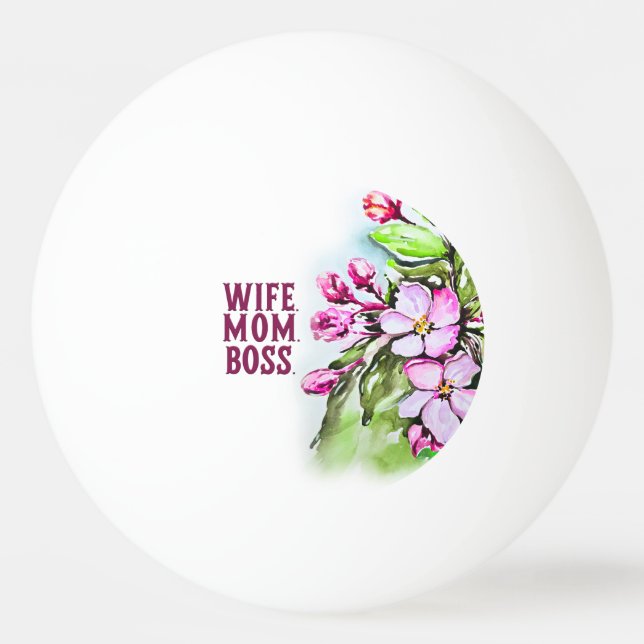 Bolinha De Ping Pong Chefe Mãe Esposa, Flores Rosa (Frente)