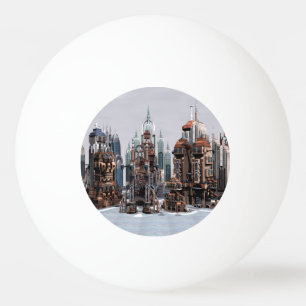 Bolinha De Ping Pong Cidade de Fantasia Futurista Arte de Horizonte de