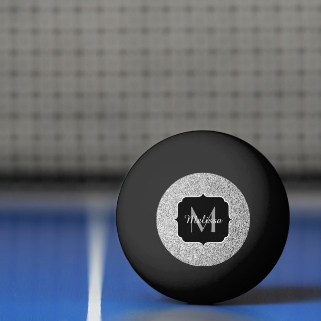 Bolinha De Ping Pong Cinza de prata brilha por brilho Monograma (Líquido)