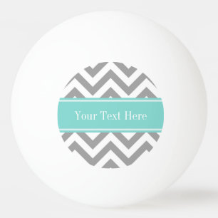 Bolinha De Ping Pong Cinza Dk White LG Chevron Turquoise Nome Monograma