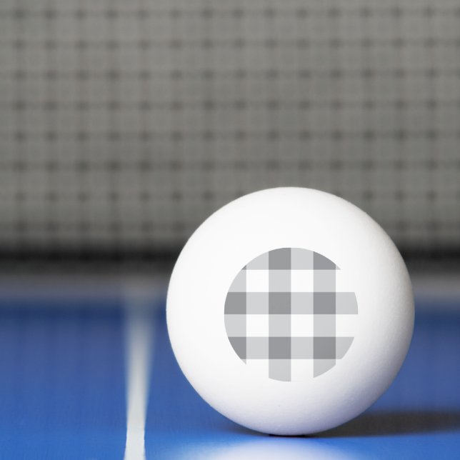 Bolinha De Ping Pong Cinza E Padrão De Gingham Branco (Líquido)