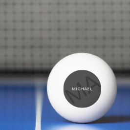 Bolinha De Ping Pong Cinza Monograma Personalizado Moderno