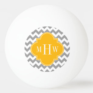 Bolinha De Ping Pong Cinza Whevron Goldenrod Quatrefoil 3 Monograma