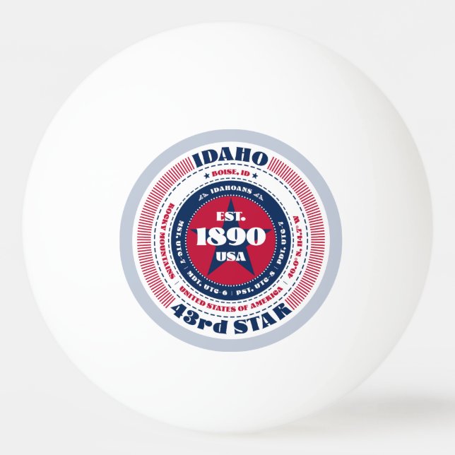 Bolinha De Ping Pong Círculo de Idaho Vermelho, Branco e Azul (Frente)