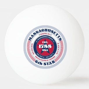 Bolinha De Ping Pong Círculo de Massachusetts Vermelho, Branco e Azul