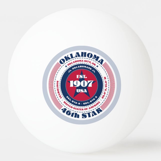 Bolinha De Ping Pong Círculo vermelho, branco e azul de Oklahoma (Frente)