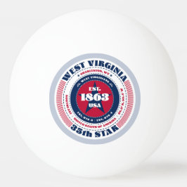 Bolinha De Ping Pong Círculo Vermelho, Branco e Azul West Virginia