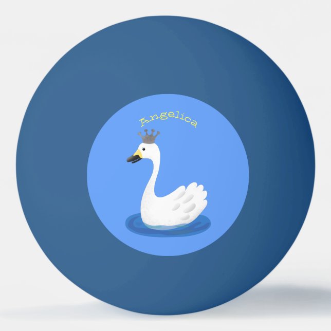 Bolinha De Ping Pong Cisne branco bonito com desenho animado (Frente)