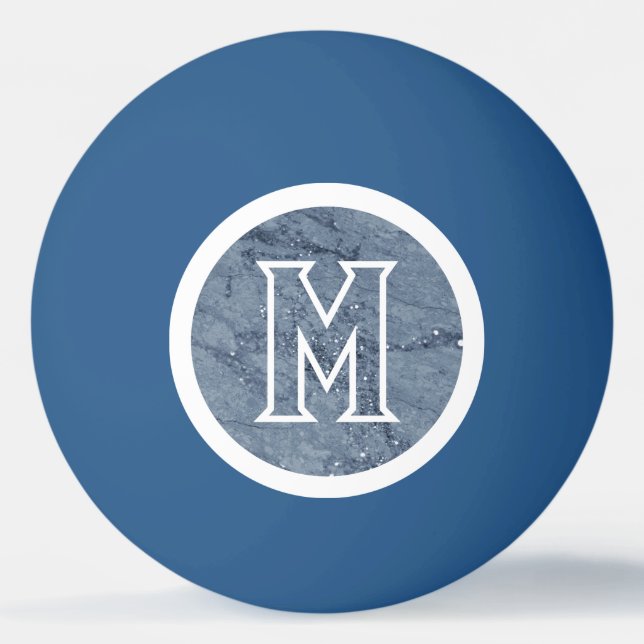 BOLINHA DE PING PONG CLASSY BLUE MARBLE LOOK COM INICIAL (Frente)