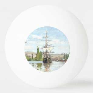 Bolinha De Ping Pong Claude Monet. Navios Navegando no Sena em Rouen
