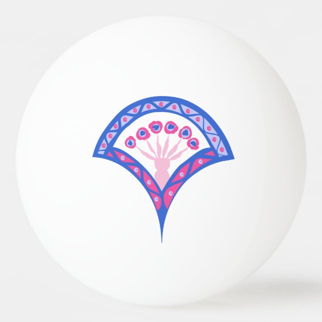 Bolinha De Ping Pong cor damasco floral azul (Frente)