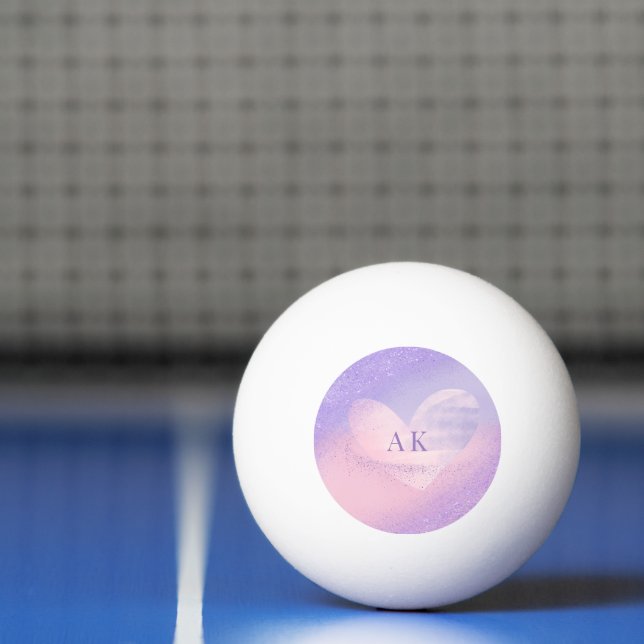 Bolinha De Ping Pong Coração com Gradiente Roxo Rosa Monograma (Líquido)