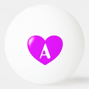 Bolinha De Ping Pong Coração Rosa Flashy Com Seu Monograma Personaliz