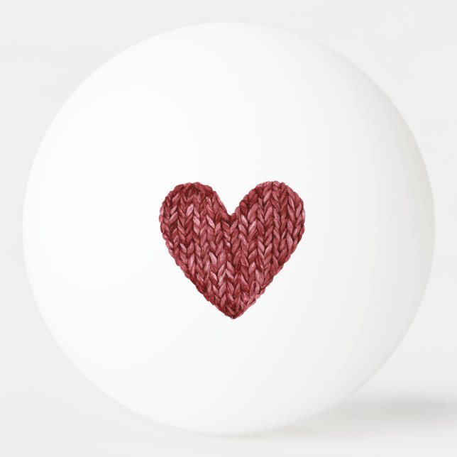 Bolinha De Ping Pong Coração Vermelho de Falso Trico (Frente)