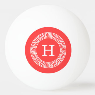 Bolinha De Ping Pong Coral Red Wht Grego - Chave Rnd Frame Monograma In
