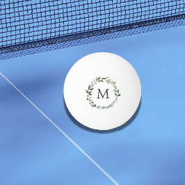 Bolinha De Ping Pong Coroa de Folhas de Verde Salvia Monogramada 