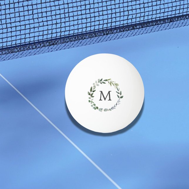 Bolinha De Ping Pong Coroa de Folhas de Verde Salvia Monogramada  (In situ)