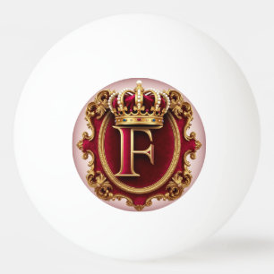 Bolinha De Ping Pong Coroa Monograma Letra F Dourada Presente de Luxo