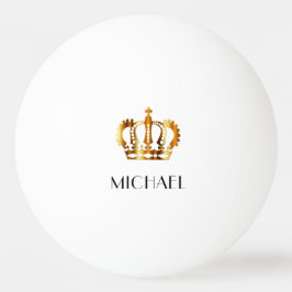 Bolinha De Ping Pong Coroa Real Dourada Elegante Nome 