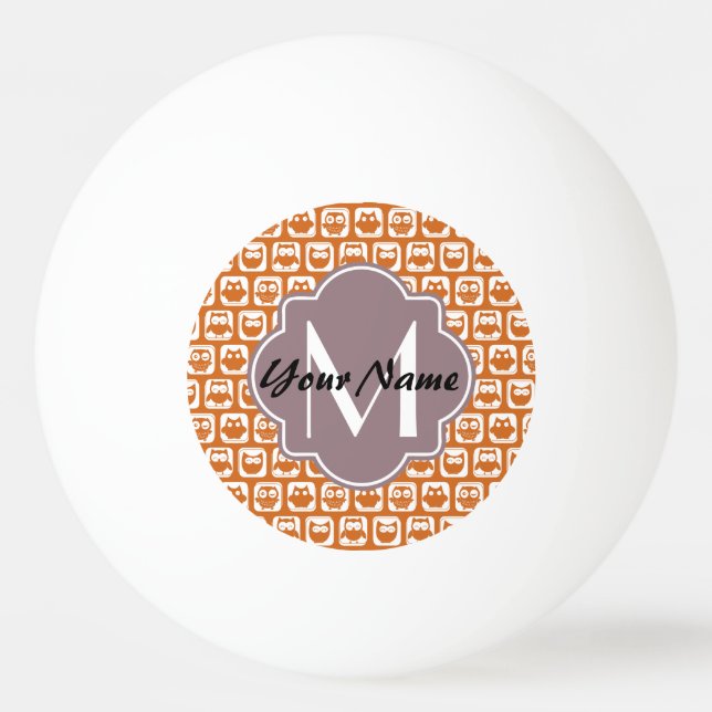 Bolinha De Ping Pong Corujas De Laranja Monogramas (Frente)