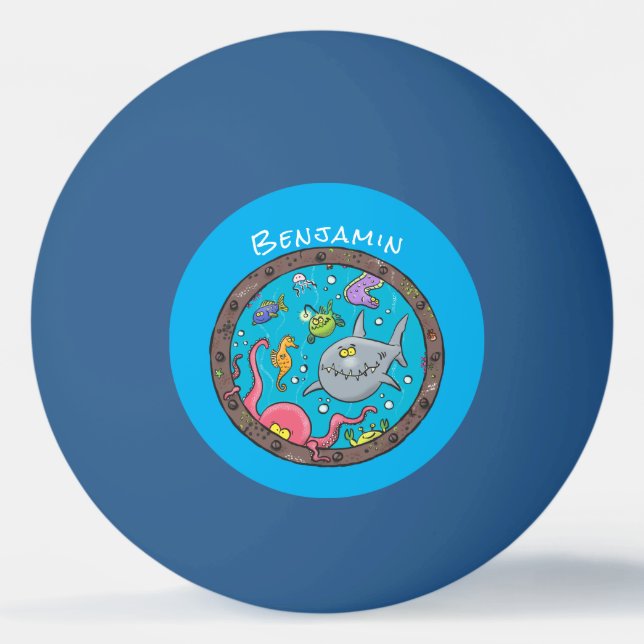 Bolinha De Ping Pong Criaturas marinhas engraçadas desenho de desenhos  (Frente)