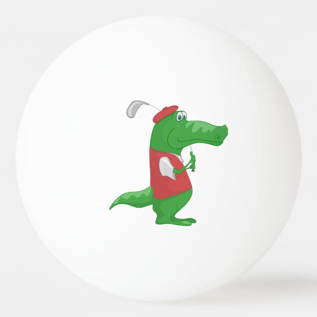 Bolinha De Ping Pong Crocodilo Jogando Golfe (Frente)