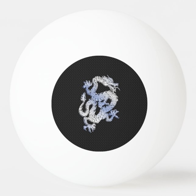 Bolinha De Ping Pong Cromo como Dragão Cobra preto prateado (Frente)