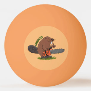 Bolinha De Ping Pong Curioso castor com humor de desenho animado de mot