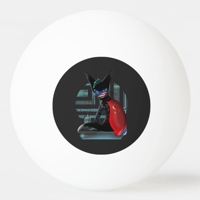 Bolinha De Ping Pong Cyberpunk Ninja Black Cat (Frente)